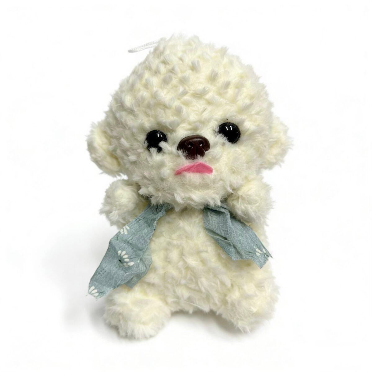 QL-1310 Peluche de Perrito Blanco Ultra Esponjoso con Pañoleta - Estilo Kawaii 21cm